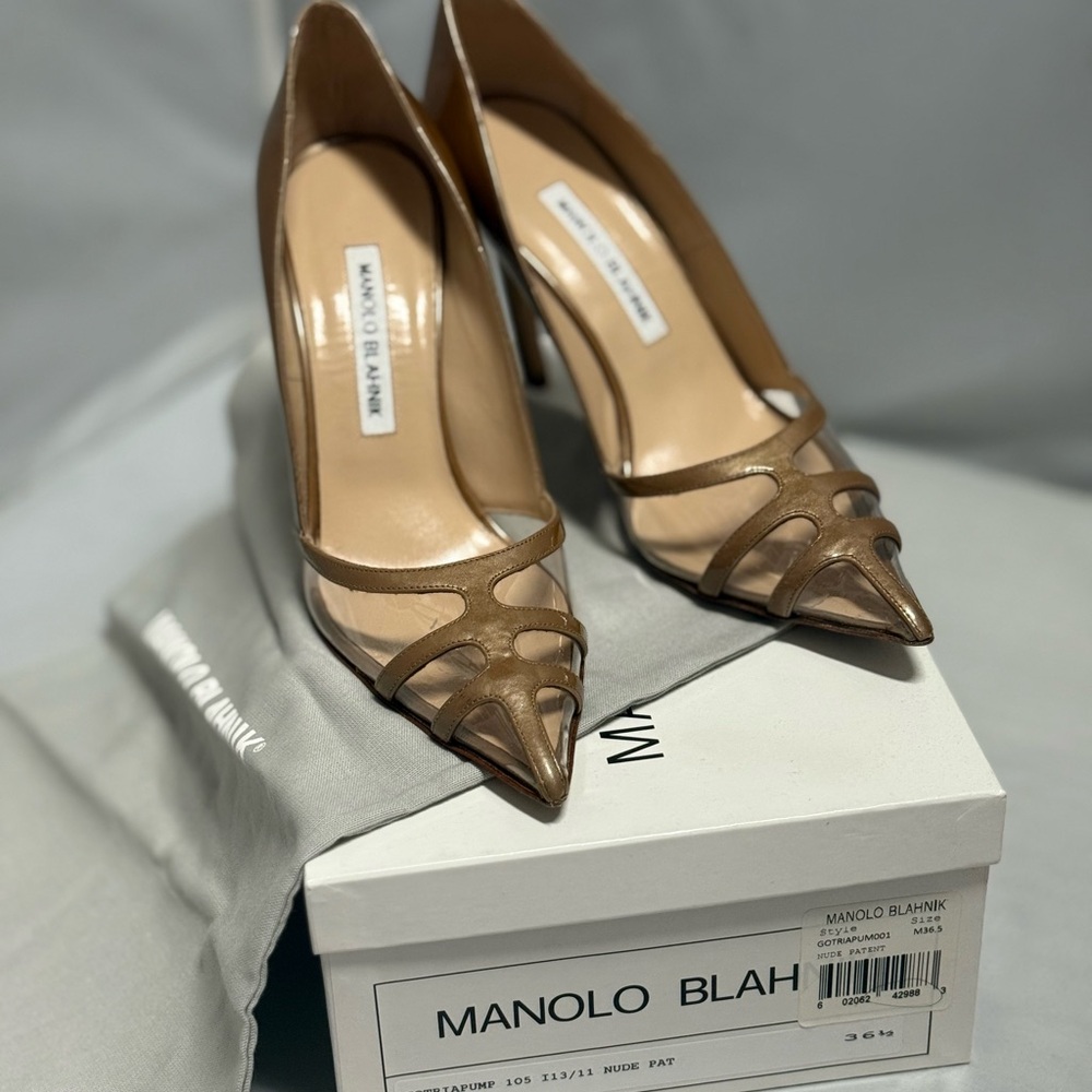Manolo Blahnik Nude Heels with Mesh Detail